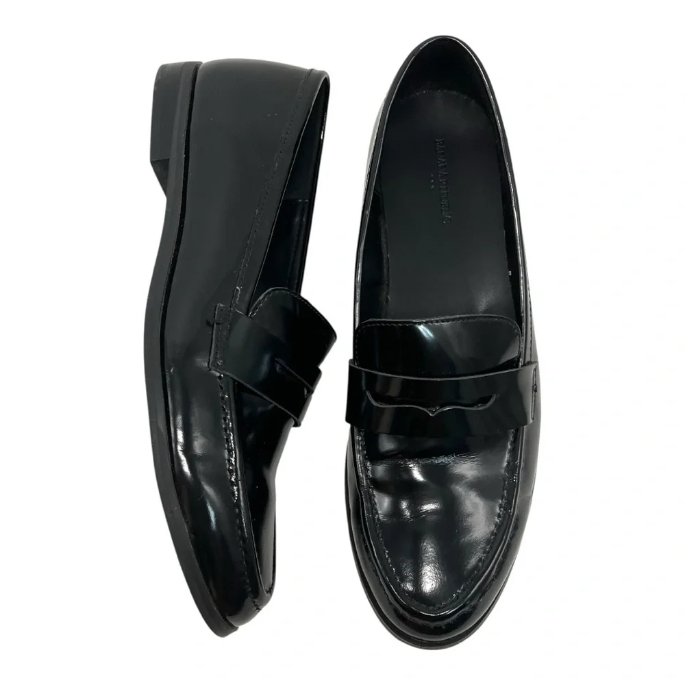 Banana Republic Factory Black Leather Classic Penny Loafers Flats Women’s 9 - Picture 4 of 16